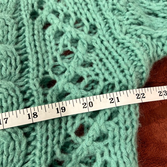 Free People Open Knit Mint Green Long Sleeve Sweater Size Medium - Picture 10 of 12